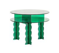 Table basse ronde moderne en lucite avec rangement double couche, forte capacité de charge pour salon, chambre à coucher, bureau, 43,2 x 55,9 cm