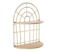 Table basse ronde Montpellier en velours crème et fer doré - Ø 75x36 cm - Réf. VK8681847486442