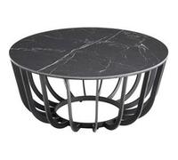 Table Basse Ronde Plateau Céramique Marbré Cadre Métal Gris Anthracite - KLODIE - ALTOBUY Noir G
