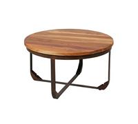 Table Basse Ronde Plateau en Bois de Recy t Pied en Acier - THARA - ALTOBUY Marron G
