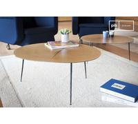 Table basse ronde scandinave en chêne Xylème One