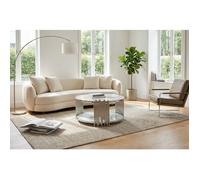 Table Basse ronde STICK Chrome et plateau en verre MARBRE BLANC D90 H45 cm