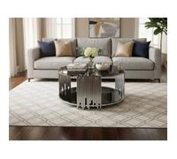 Table Basse ronde STICK Chrome et plateau en verre NOIR D90 H45 cm
