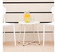 Table basse ronde Table de jardin Table d'appoint Métal Massif Blanc Table exterieur