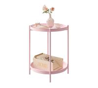 Table Basse Ronde - WOLTU Table d'Appoint en Métal - 2 Plateaux Amovibles - Rose W0ATT0921