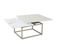 Table basse rotative 2 plateaux en céramique et pied beige - THYLA Meubletmoi
