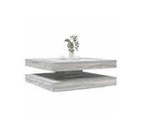 Table basse rotative à 360 degrés sonoma gris 90x90x34,5 cm, table d'appoint, table de salon, table basse moderne, 3321356
