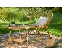 Table Basse Rotin Et Plateau De Verre - Rinca - Jardiline