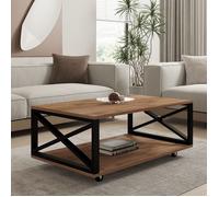 Table Basse Salon Lesegno Dmora, Bois Noble Chêne Foncé Marron 98x60x34h cm