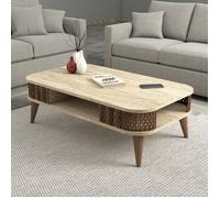 Table Basse Salon Médicina Dmora, Bois Noble Beige Marbré 105x60x35h cm
