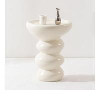 Table Basse Salon Ronde,Table D’Appoint Moderne en Fibreglas Laqué Mat,Table de Canapé Wabi Sabi avec Design Spirale Organique,Petite Table de Salon pour Chambre A
