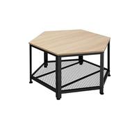 Table basse - TECTAKE - Table de salon NORWICH hexagonale style industriel, en bois MDF et acier, 86,5 x 75 x 46,5 cm - Bois clair