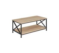 Table basse - TECTAKE - Table de salon rectangulaire PITTSBURGH en bois et acier 100 x 55 x 45,5 cm - Bois clair