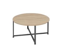 Table basse - TECTAKE - Table de salon ronde ABERDEEN au style industriel, en bois et acier Ø 88,5 x 47 cm - Bois clair