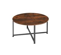 Table basse - TECTAKE - Table de salon ronde ABERDEEN au style industriel, en bois et acier Ø 88,5 x 47 cm - Bois foncé