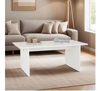 Table basse SALTO rectangulaire pour salon en bois massif blanc, 110x45 cm, élégante et minimaliste, pieds en bois