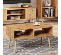 Table basse scandinave chêne wotan avec pieds en bois - L 90 x P 50 x H 55 cm - SANDI