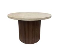 Table basse scandinave ronde 70 cm en bois foncé Vicky - Oviala
