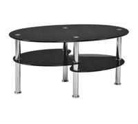 Table basse - SHE - Noir - Verre - Ovale - 3 Etagères