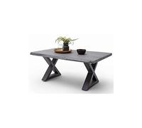 Table basse simple en bois d'acacia massif laqué, gris / anthracite - L.110 x H.45 x P.70 cm --