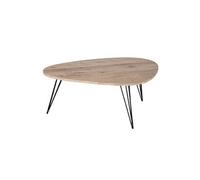 Table basse simple en MDF, PVC et fer coloris marron - Dim : L 112 x l 80 x H 40 cm