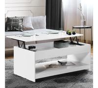 IDMARKET Table basse rectangulaire plateau relevable SOA bois blanc
