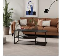 Table basse Solund avec 2 étagères acier 120 x 50 x 50 cm noir mat