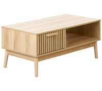 Table Basse Style Scandinave Tiroir MDF Pieds en Bois Etagère Espace de Rangemen