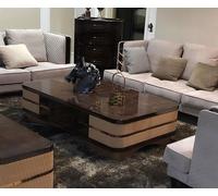 Table basse Table d'appoint Designer Tables Salon Canapé Bois noble Cuir Nouveau