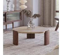 Table basse, table d'appoint, pierre d'ardoise et bois massif, robuste et durable, imperméable et résistante aux rayures, facile à installer pour salon, chambre, bureau, balcon