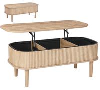 Table basse - Table de salon à plateau relevable - Réglable en hauteur - Avec espace de rangement - Extensible - MDF - Design Mid-Century - Dimensions : 100 x 48 x 40,5–54,5 cm - Aspect bois naturel