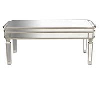 Table basse, table de salon rectangulaire en MDF coloris argenté avec miroir - longueur 108 x profondeur 61 x Hauteur 44 cm - -