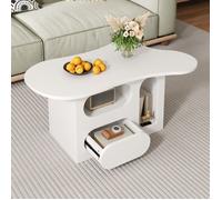 Table Basse - TANANT - Nuage - Blanc - 97x46x43.5 cm - Design Scandinave Moderne