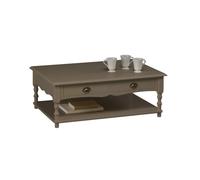 Table Basse Taupe 2 Tiroirs Va-et-Vient 1 Niche L 100 H 38 P 70 cm - L 100 x l 70 x H 38 cm