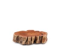 Table basse Tavine en bois d'acacia blanchi massif avec roulettes Ø65 cm