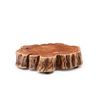 Table basse Tavine en bois d'acacia blanchi massif avec roulettes Ø85 cm