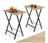 Table basse - TECTAKE - Ensemble de 2 tables d'appoint PHOENIX pliantes au style industriel en bois et acier - Bois clair/Chêne