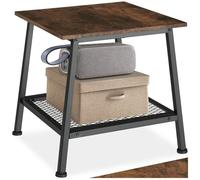 Table basse - TECTAKE - Table d'appoint BEDFORD au style industriel, en bois MDF et acier, 45,5 x 45 x 47 cm - Bois foncé