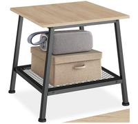 Table basse - TECTAKE - Table d'appoint BEDFORD style industriel, bois MDF et acier, 45,5 x 45 x 47 cm - Bois clair/Chêne sonoma