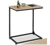 Table basse - TECTAKE - Table d'appoint CARDIFF style industriel forme C, bois MDF, 55,5 x 35 x 67 cm - Bois clair/Chêne sonoma