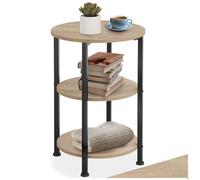 Table basse - TECTAKE - Table d'appoint COLCHESTER style industriel, bois MDF, 3 étages, Ø 40 x 61 cm - Bois clair/Chêne sonoma