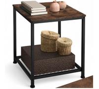 Table basse - TECTAKE - Table d'appoint DERBY au style industriel, bois MDF et acier, 45,5 x 45,5 x 55,5 cm - Bois foncé