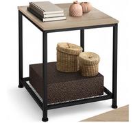 Table basse - TECTAKE - Table d'appoint DERBY style industriel, bois MDF et acier, 45,5 x 45,5 x 55,5 cm - Bois clair/Chêne sonoma