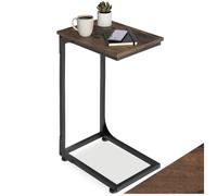 Table basse - TECTAKE - Table d'appoint ERIE en bois et acier en forme de C au style industriel, 40 x 30 x 63 cm - Bois foncé
