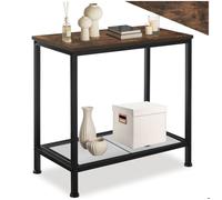 Table basse - TECTAKE - Table d'appoint FILTON au style indutriel, en bois MDF et acier, 60 x 30,5 x 60,5 cm - Bois foncé