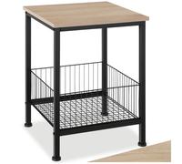 Table basse - TECTAKE - Table d'appoint GRIMSBY bois et acier avec panier au style industriel, 40 x 40 x 55,5 cm - Bois clair/Chêne