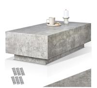 Table basse - TECTAKE - Table d'appoint LASLEY avec pieds en bois MDF sans montage, 120 x 60 x 35 cm - Aspect béton