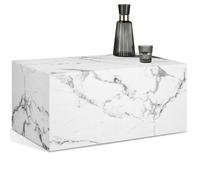Table basse - TECTAKE - Table d'appoint LASLEY en bois MDF sans montage 90 x 50 x 40 cm - Aspect marbre blanc