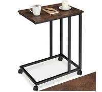 Table basse - TECTAKE - Table d'appoint LUTON au style industriel en forme de C en bois MDF et acier 48 x 35 x 70 cm - Bois foncé