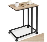 Table basse - TECTAKE - Table d'appoint LUTON style industriel forme de C, bois MDF, acier 48 x 35 x 70 cm - Bois clair/Chêne sonoma